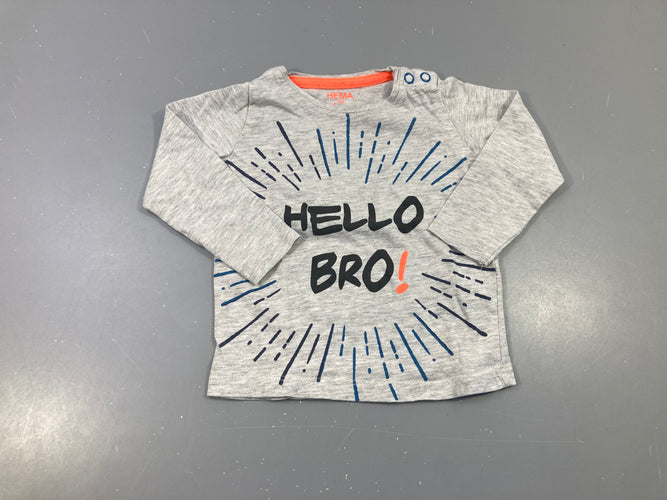 T-shirt m.l gris chiné Hello, moins cher chez Petit Kiwi