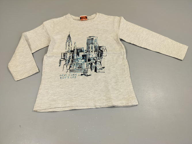 T-shirt m.l gris clair flammé "New-York". Légèrement bouloché.., moins cher chez Petit Kiwi