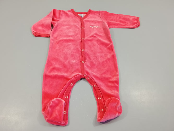 Pyjama velours rose "Ma jolie fleur", moins cher chez Petit Kiwi