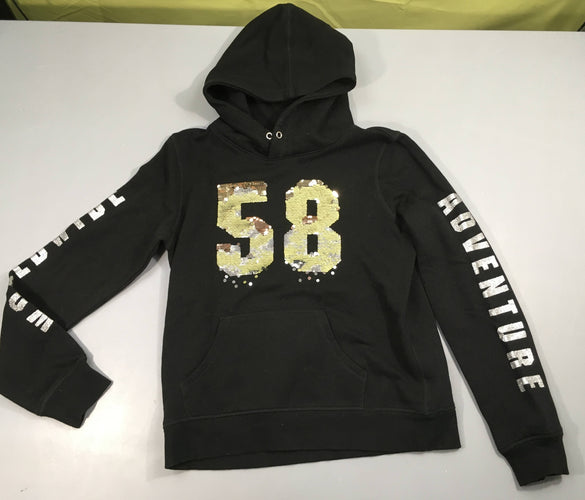 Sweat à capuche noir 58 sequins réversibles, moins cher chez Petit Kiwi