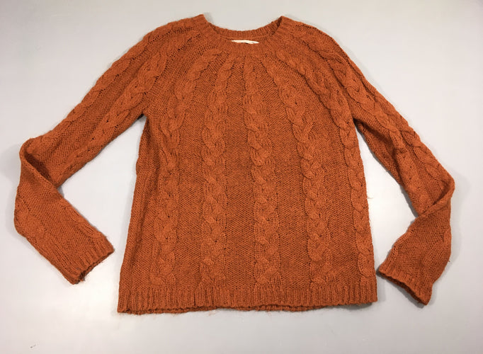 Pull brun mailles torsadées, moins cher chez Petit Kiwi
