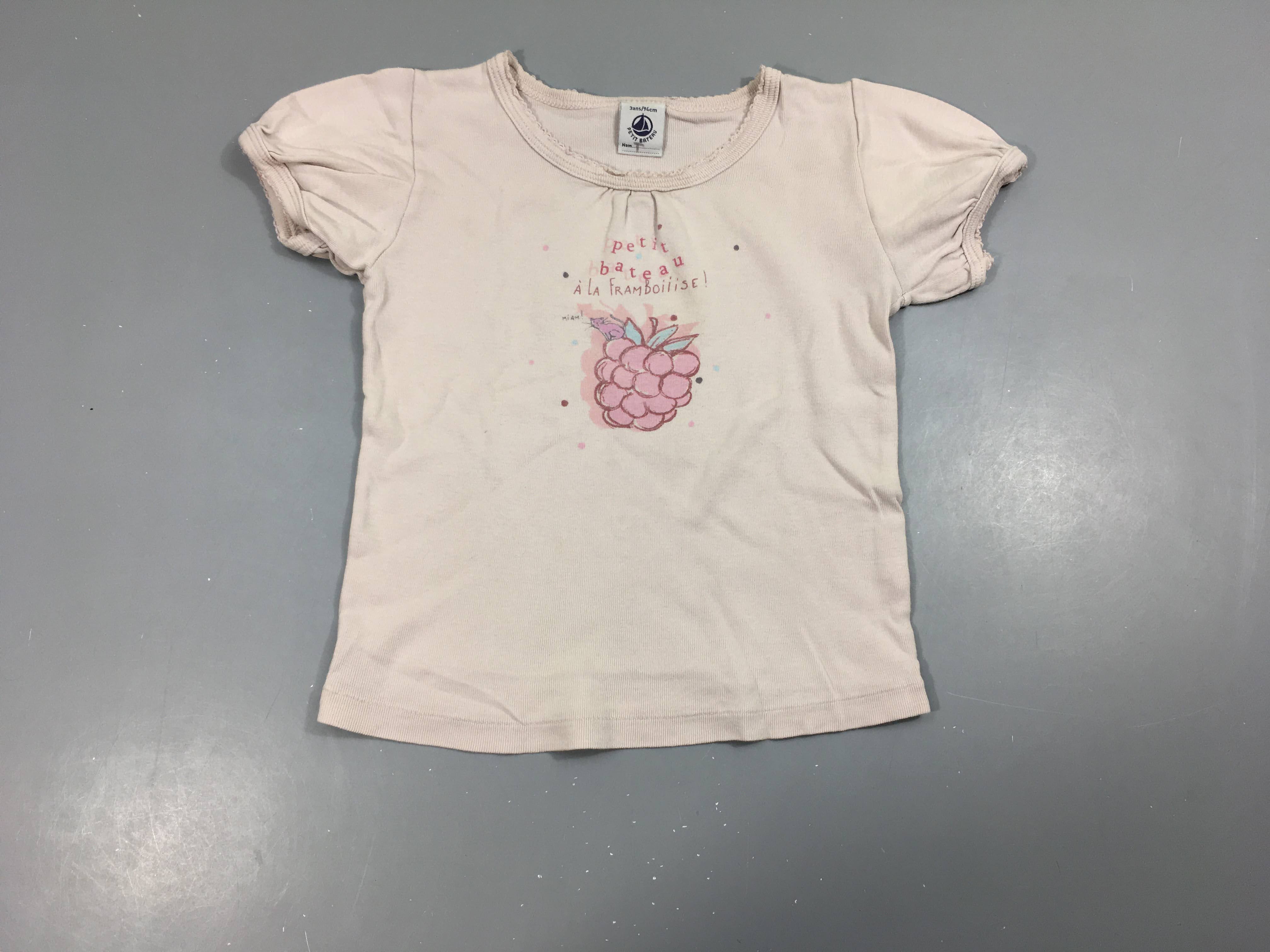 Chemisette m.c rose pâle framboise bouloché