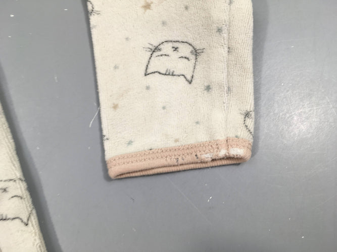 Pyjama 2pcs velours gris chats -Bords bas manche gauche usé, moins cher chez Petit Kiwi