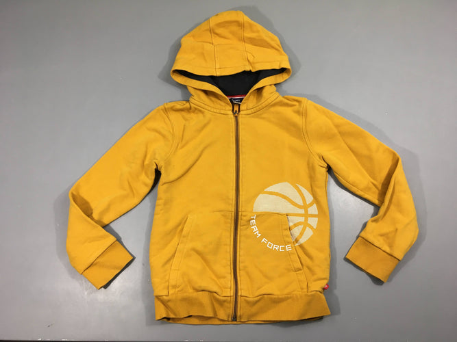 Sweat zippé à capuche moutarde Team force, moins cher chez Petit Kiwi
