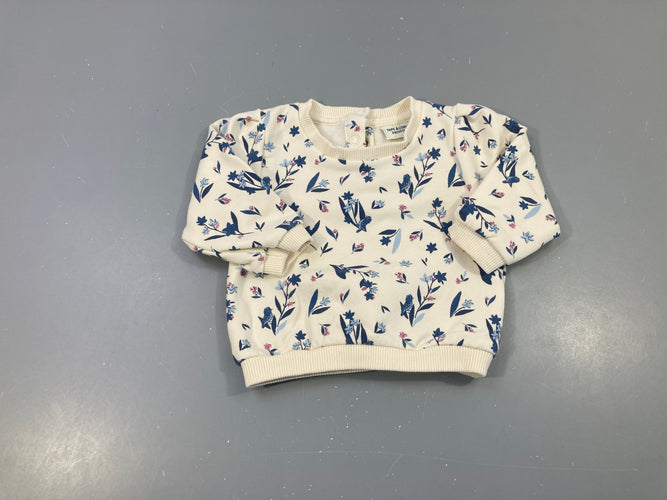 Sweat écru fleurs bleues, moins cher chez Petit Kiwi
