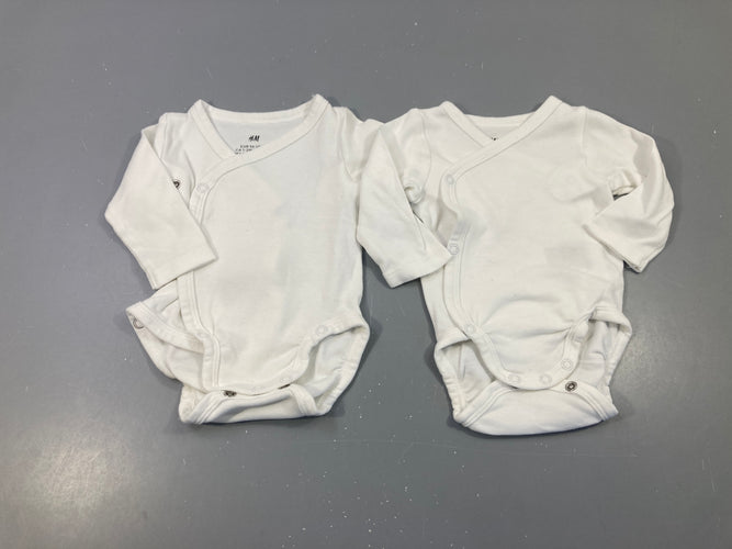 Lot de 2 bodies m.l blanc croisé sur le devant, moins cher chez Petit Kiwi