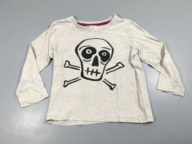 T-shirt m.l gris chiné tête squelette, moins cher chez Petit Kiwi