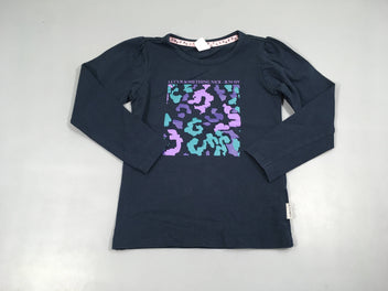 T-shirt m.l bleu foncé cadre motifs mauves B. Nosy