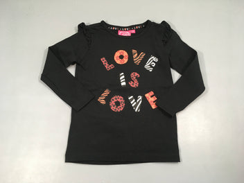 T-shirt m.l noir Love texturé froufrou