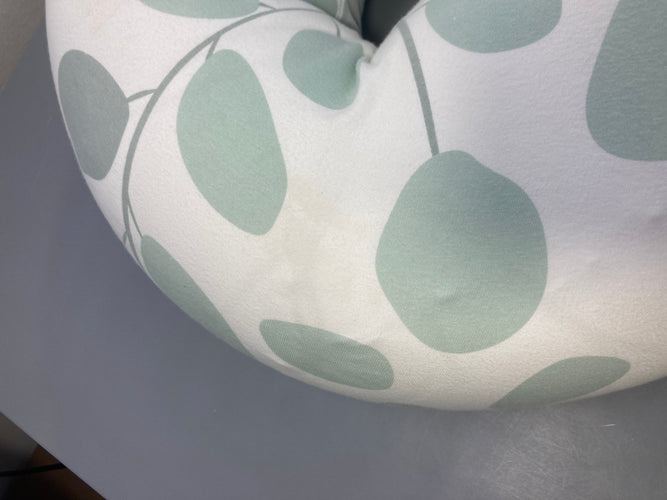 Coussin d'allaitement blanc feuillage, quelques auréoles (propre), moins cher chez Petit Kiwi