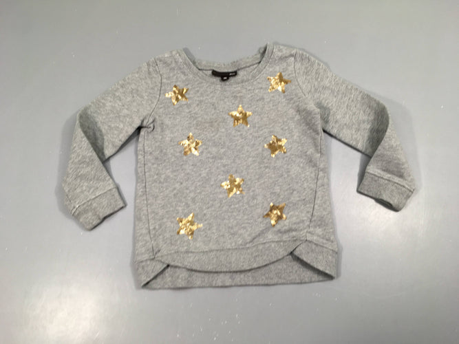 Sweat gris étoiles dorées sequins Légèrement bouloché, moins cher chez Petit Kiwi