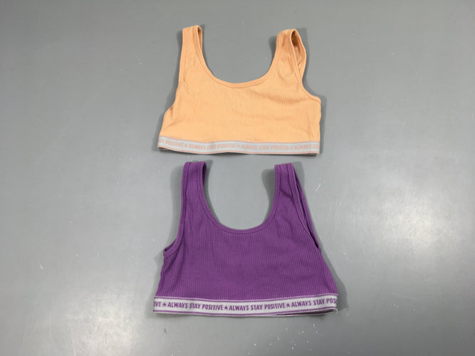 2 brassières mauve/saumon positive, moins cher chez Petit Kiwi