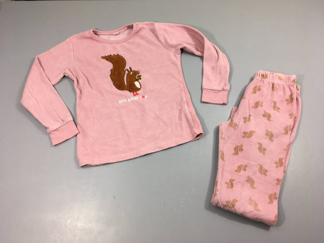 Pyjama 2pcs velours rose écurueil, moins cher chez Petit Kiwi