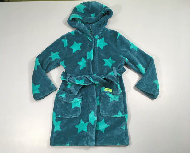 Peignoir bleu canard étoiles vertes, moins cher chez Petit Kiwi