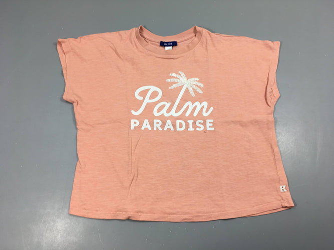 T-shirt m.c rose flammé Palm sequins, moins cher chez Petit Kiwi