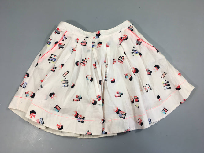 Jupe rose pâle motifs plage, moins cher chez Petit Kiwi