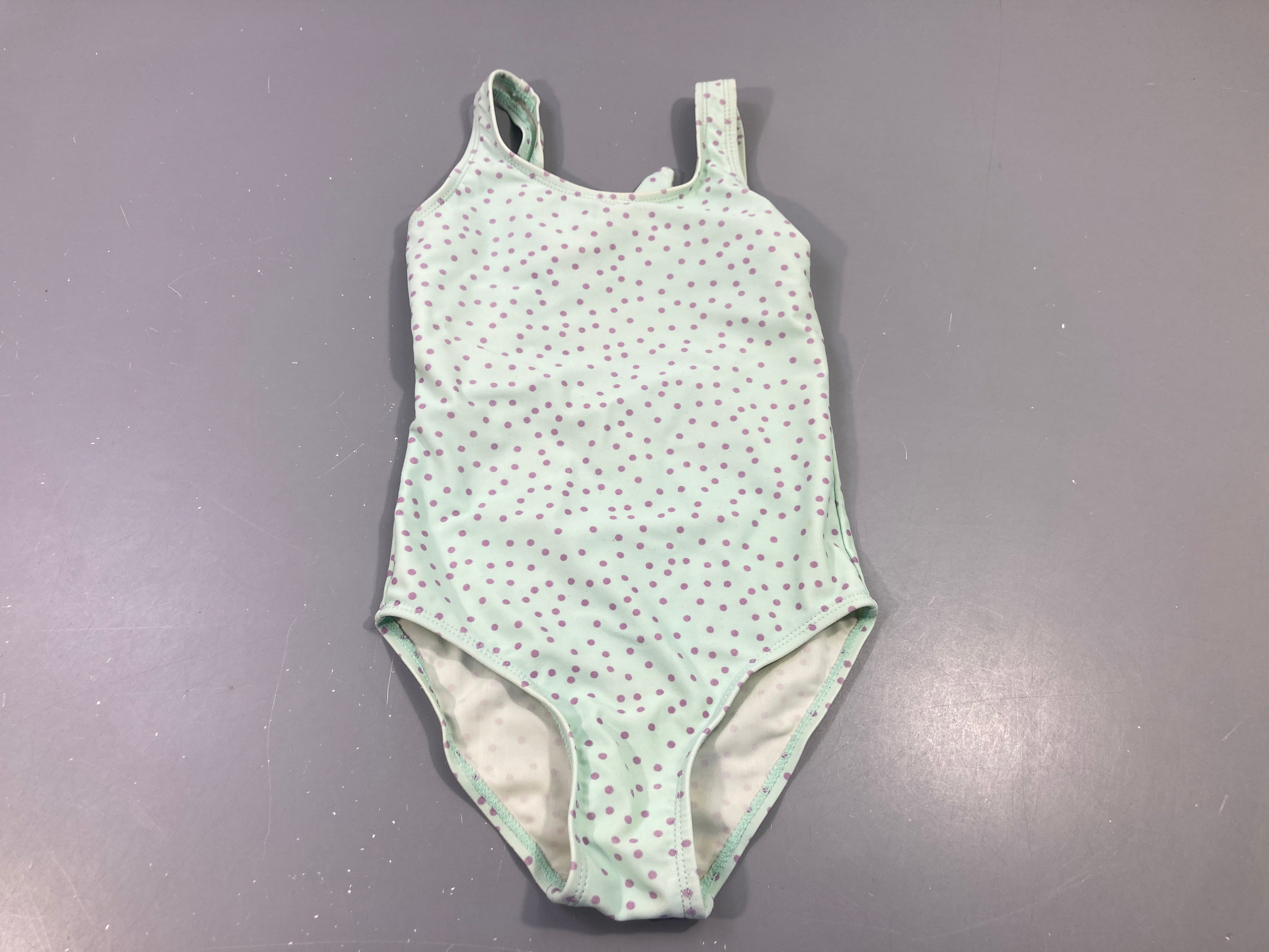 Maillot vert d'eau pois mauve