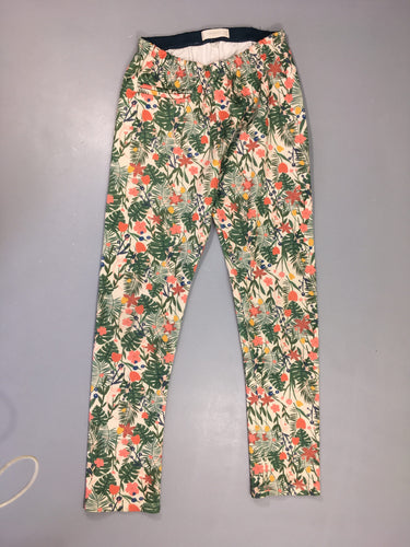 Pantalon molleton beige fleurs, moins cher chez Petit Kiwi