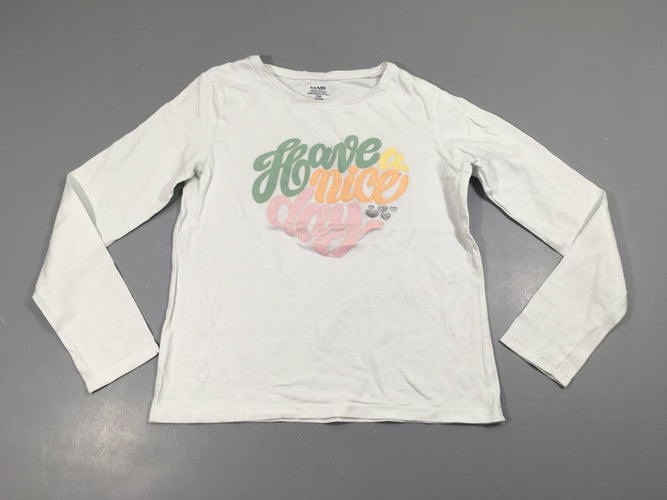 T-shirt m.l blanc Have nice day, moins cher chez Petit Kiwi