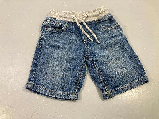 Bermuda jean bleu taille jersey gris, moins cher chez Petit Kiwi