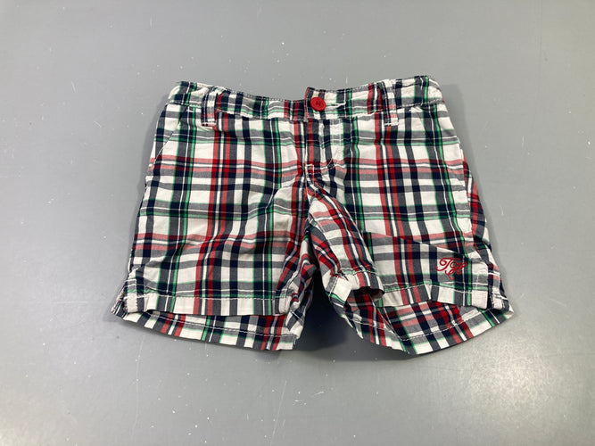 Short carreaux blanc/bleu/vert/rouge, moins cher chez Petit Kiwi