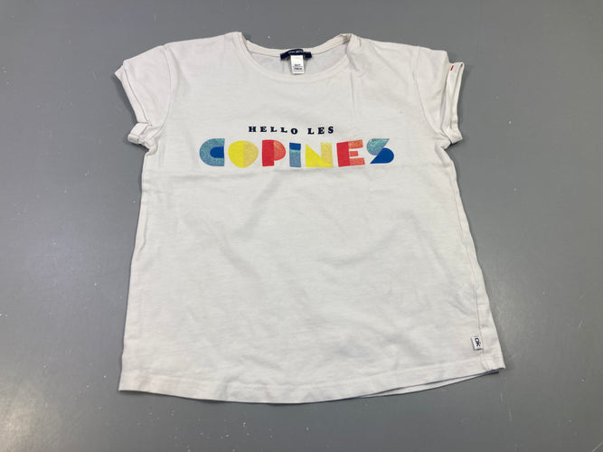 T-shirt m.c blanc, hello les copines, moins cher chez Petit Kiwi