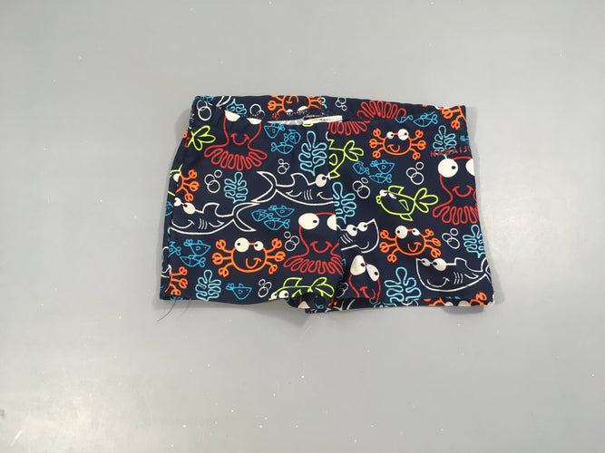 Maillot boxer bleu foncé crabes (taille estimée), moins cher chez Petit Kiwi