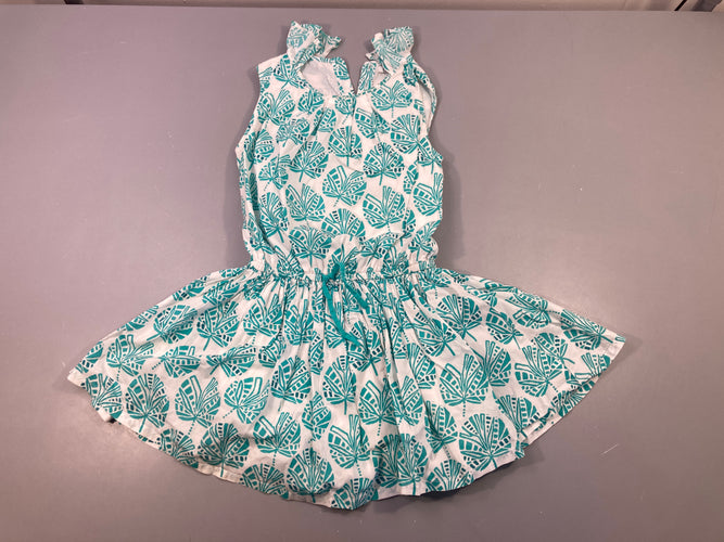 Robe s.m imprimé balnc feuilles vertes, moins cher chez Petit Kiwi