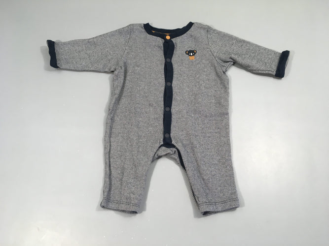 Combinaison gris ligné bleu koala, moins cher chez Petit Kiwi