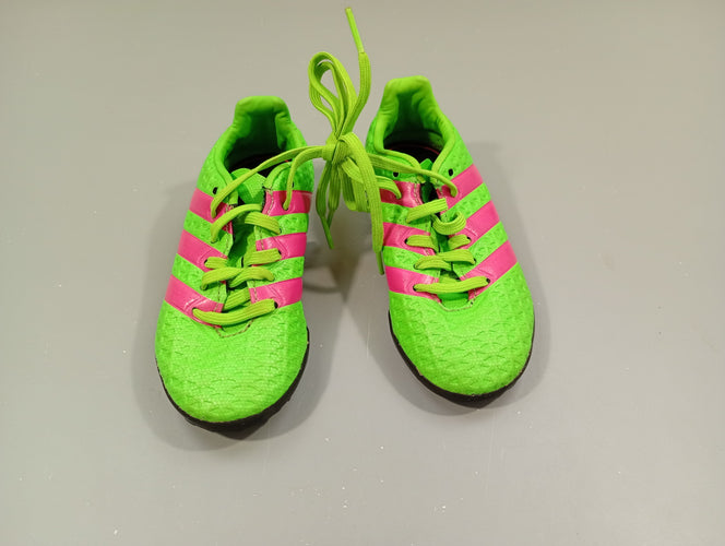 Etat neuf, Chaussures de foot vert fluo /rose/ noir -28, moins cher chez Petit Kiwi
