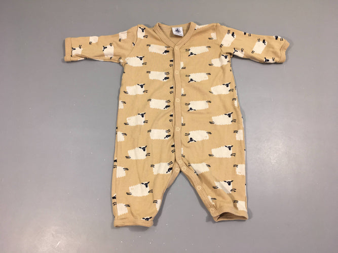 Combinaison jersey beige moutons, moins cher chez Petit Kiwi