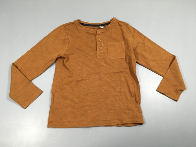 T-shirt m.l ocre flammé légèrement bouloché poche, moins cher chez Petit Kiwi