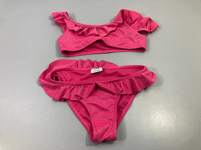 Bikini à volants rose vif pailleté, moins cher chez Petit Kiwi