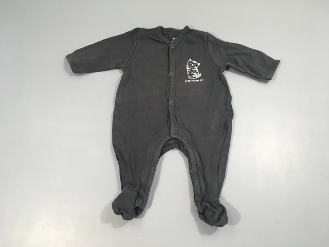 Pyjama jersey gris foncé Chat, moins cher chez Petit Kiwi