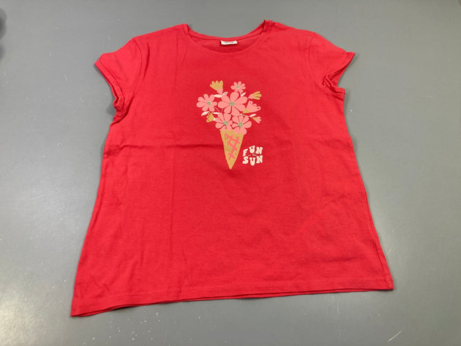 T-shirt m.c rose vif motif fleurs, moins cher chez Petit Kiwi