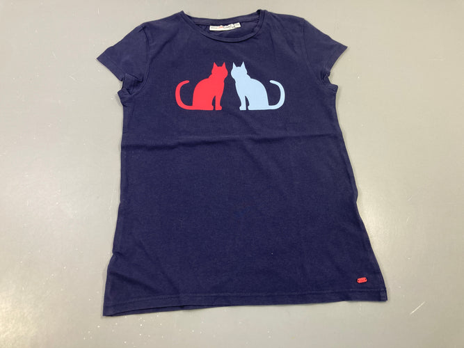 T-shirt m.c bleu foncé motif chats, moins cher chez Petit Kiwi