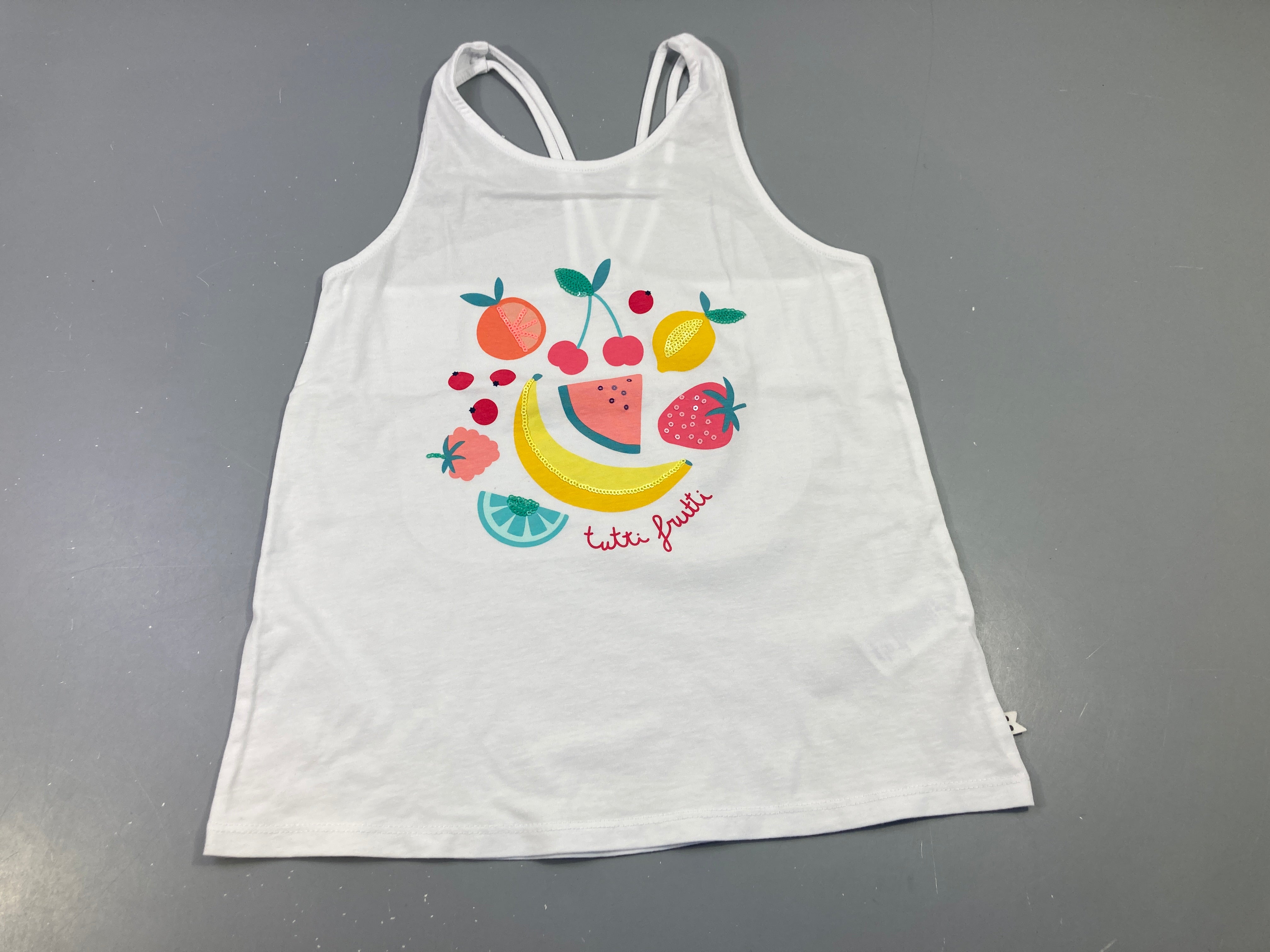 T-shirt s.m fines bretelles blanc tutti frutti