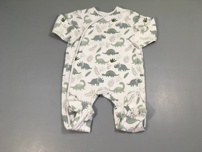 Pyjama jersey blanc dinos, moins cher chez Petit Kiwi