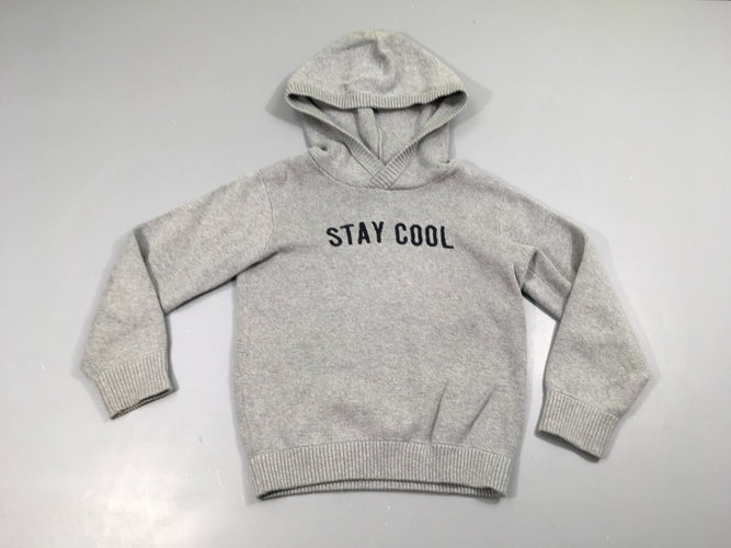 Pull gris à capuche Stay cool, moins cher chez Petit Kiwi