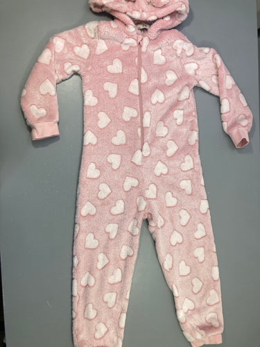 Surpyjama velours rose coeurs, moins cher chez Petit Kiwi