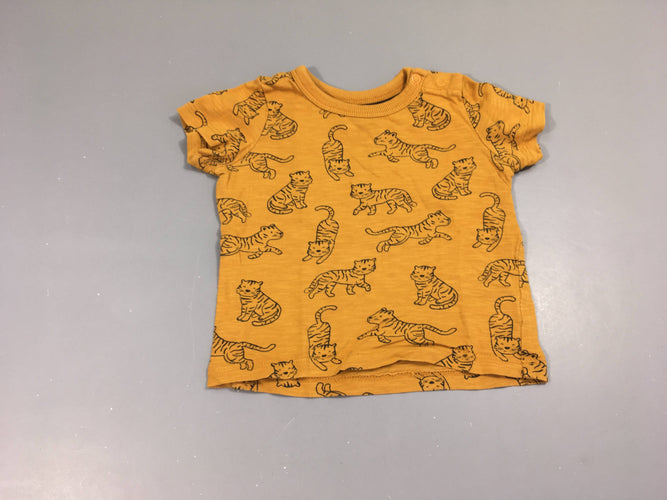 T-shirt m.c moutarde flammé Félins, moins cher chez Petit Kiwi