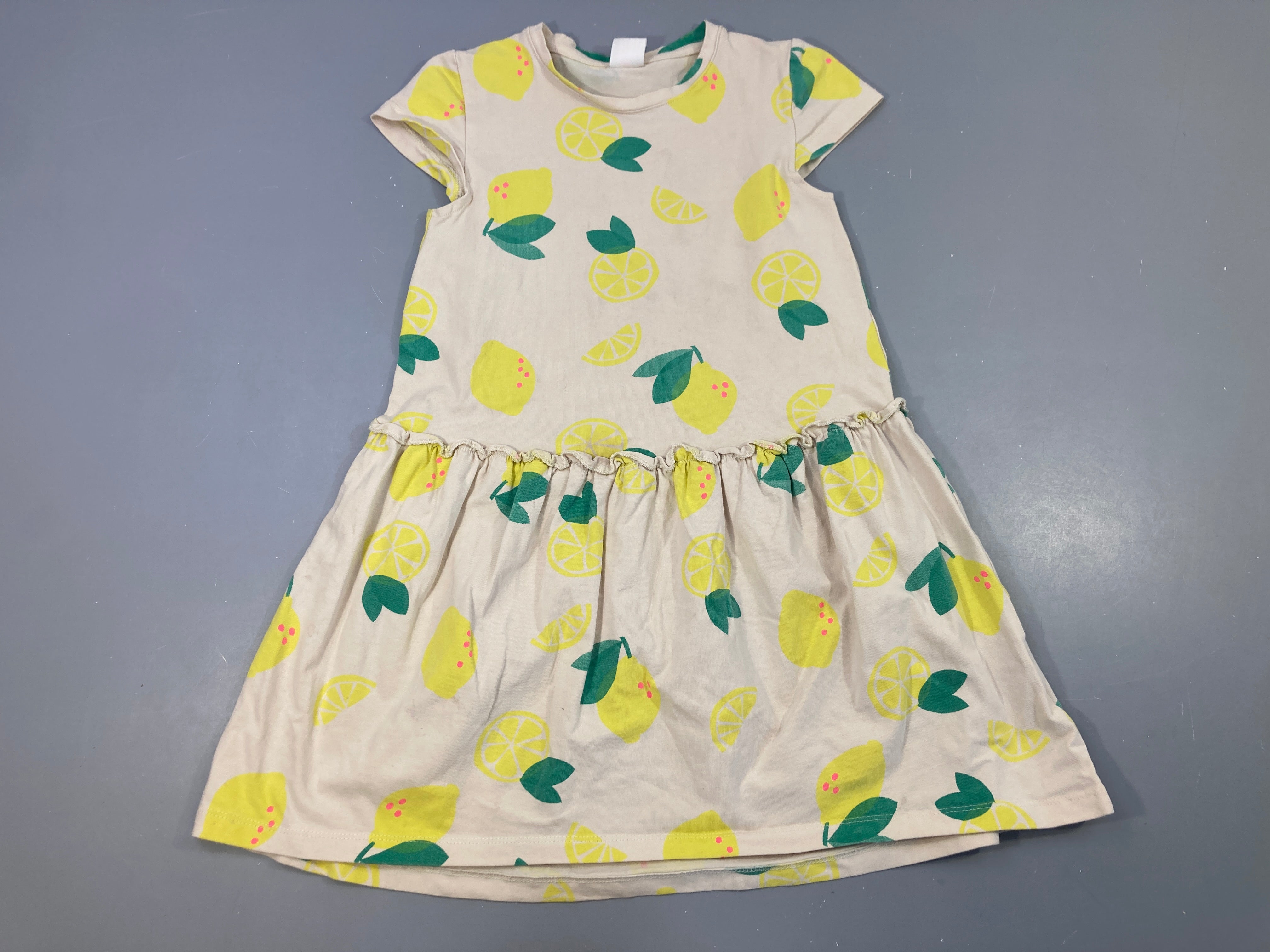 Robe m.c jersey écru citrons