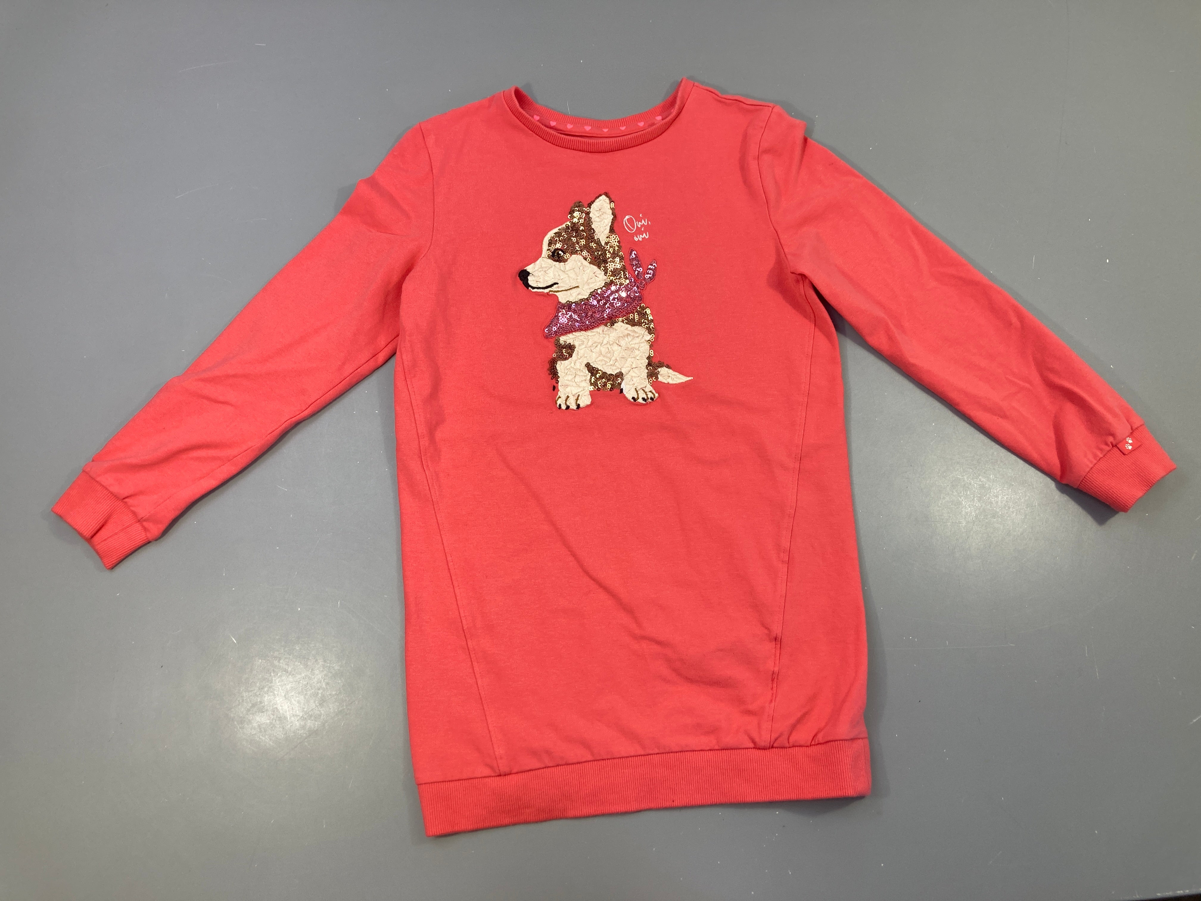 Robe m.l jersey rose Chien sequins