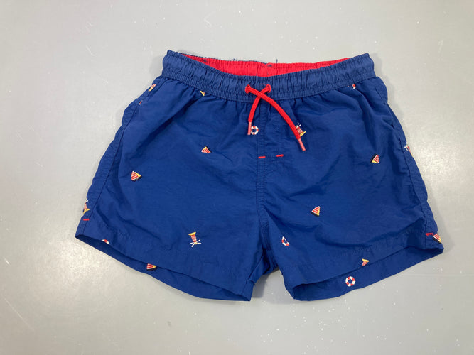 Maillot short bleu voiliers, moins cher chez Petit Kiwi