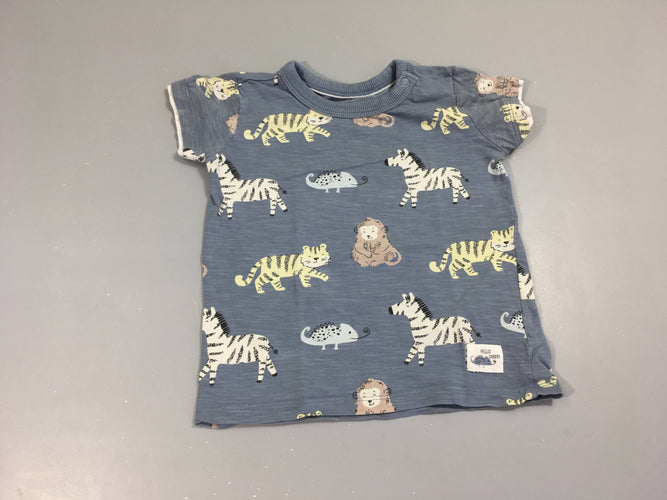 T-shirt m.c bleu flammé animaux, moins cher chez Petit Kiwi