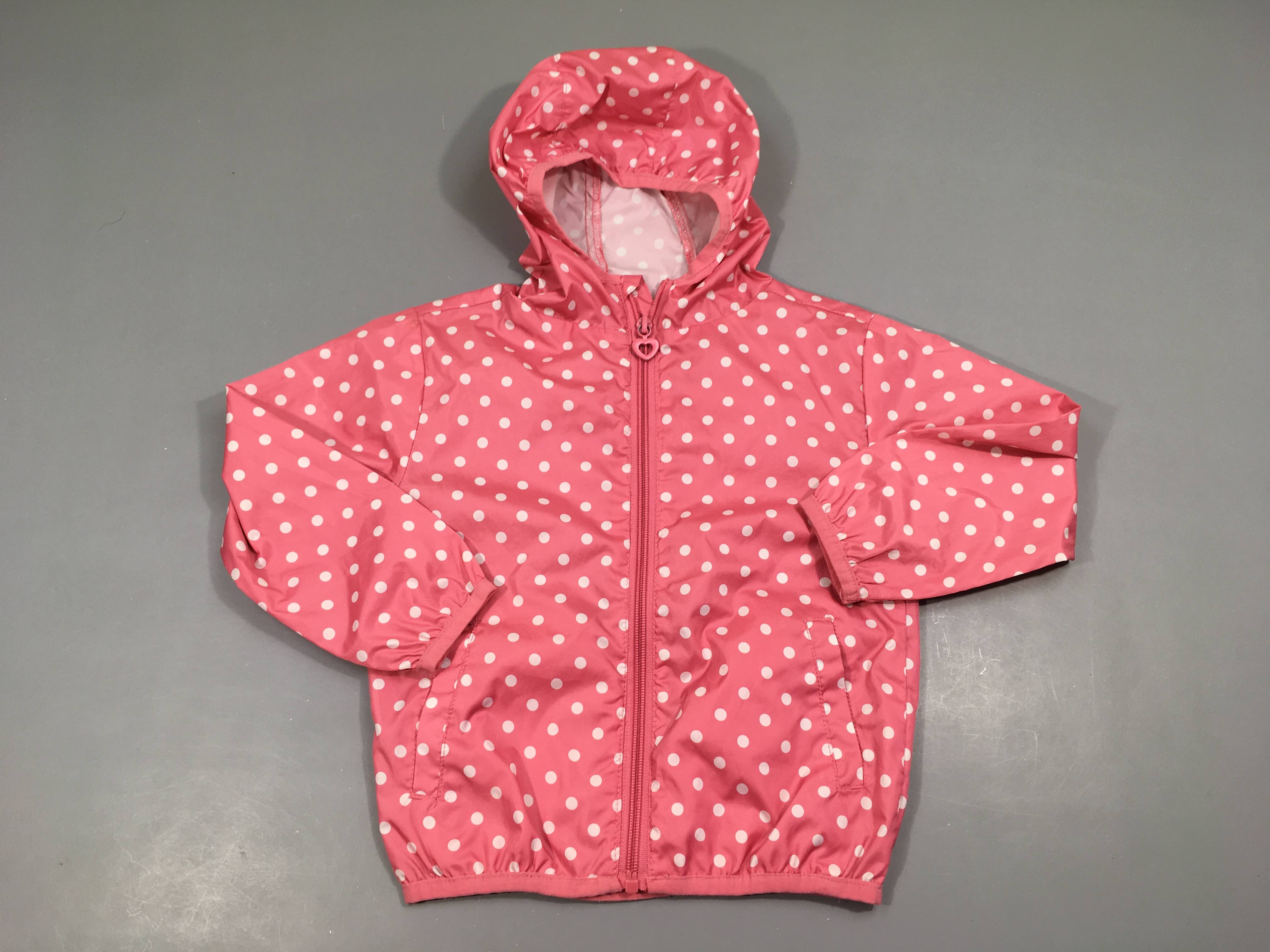 Veste légère zippée rose pois à capuche