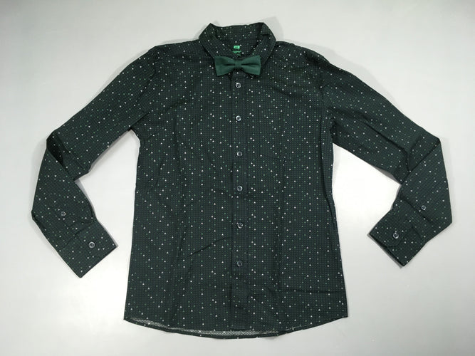 Chemise m.l bleu/vert foncé triangles noeud papillon, moins cher chez Petit Kiwi