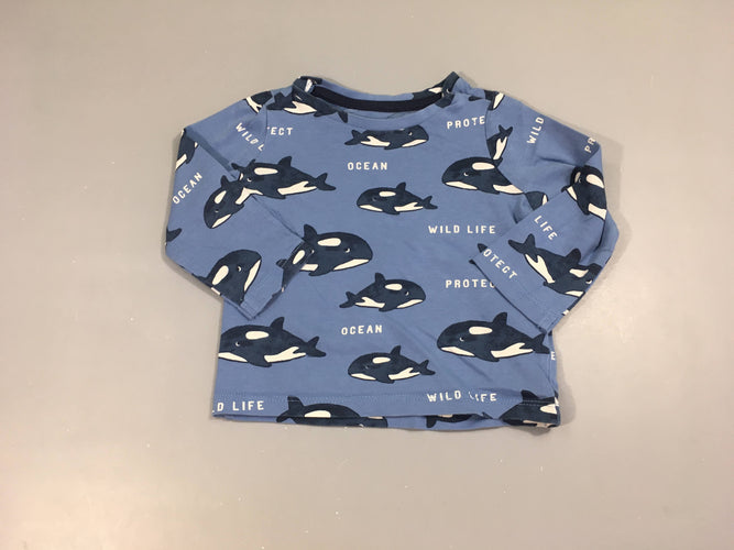 T-shirt m.l bleu baleines, moins cher chez Petit Kiwi