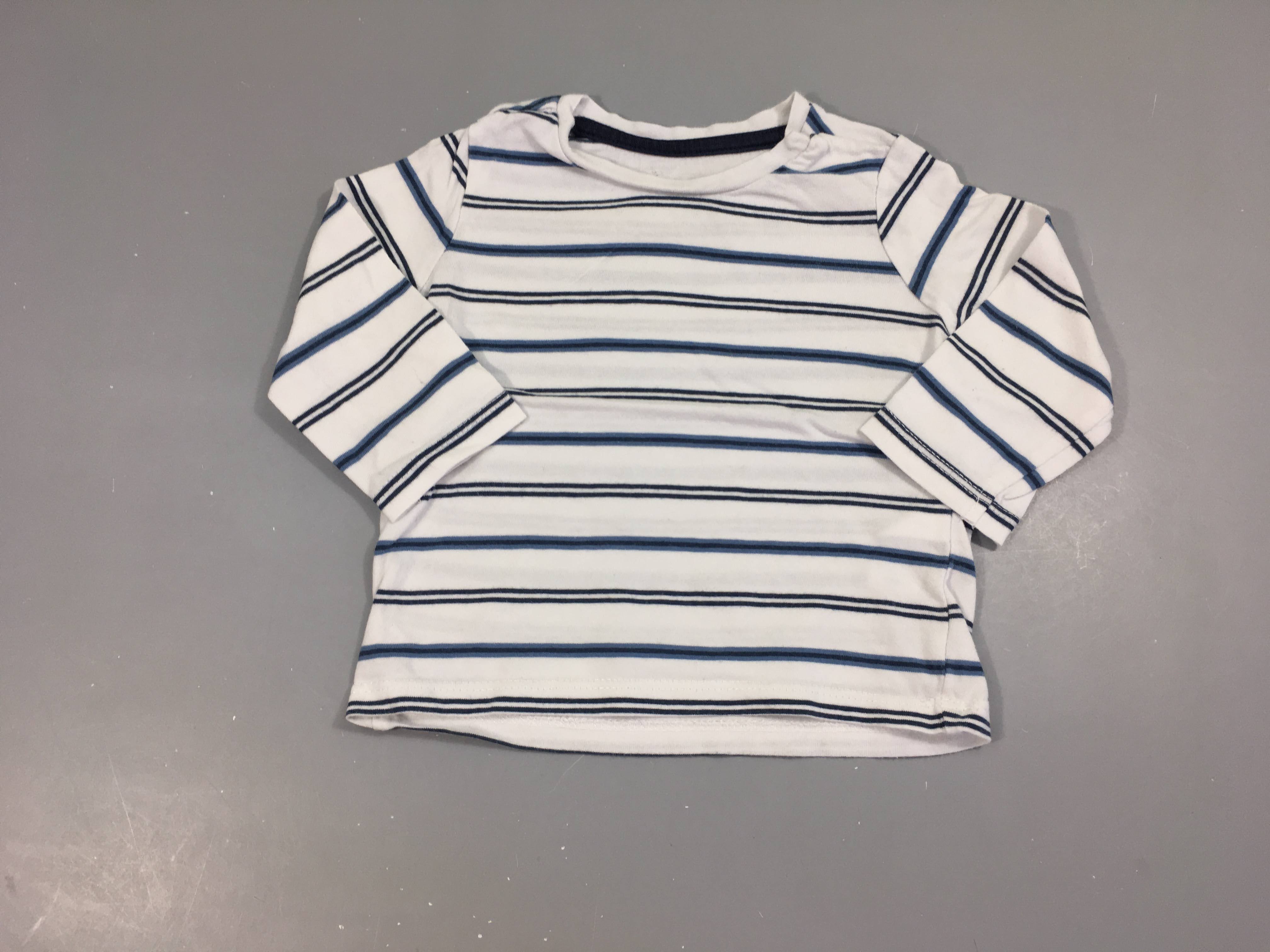 T-shirt m.l blanc rayé bleu