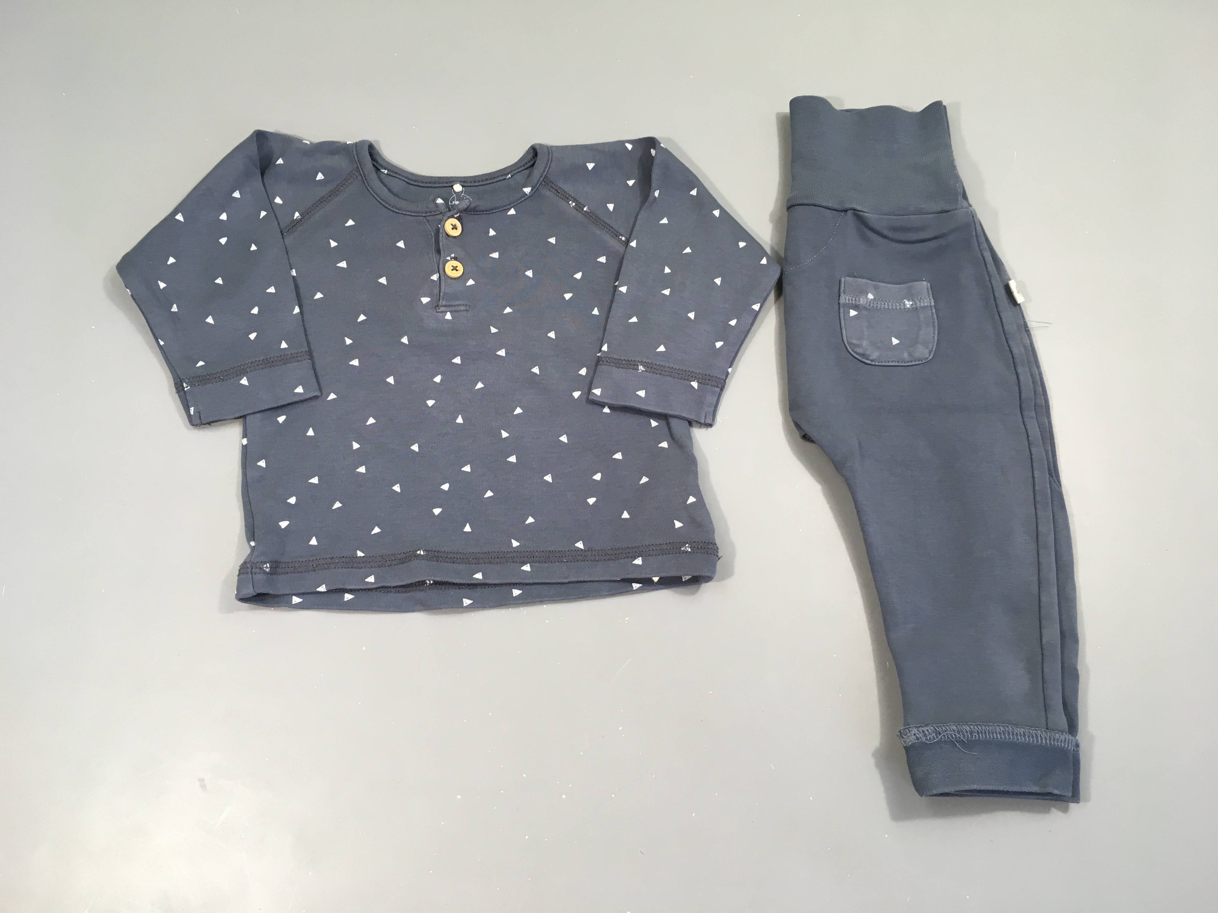 Pyjama 2pcs jersey gris triangles